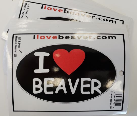 I Love Beaver oval sticker